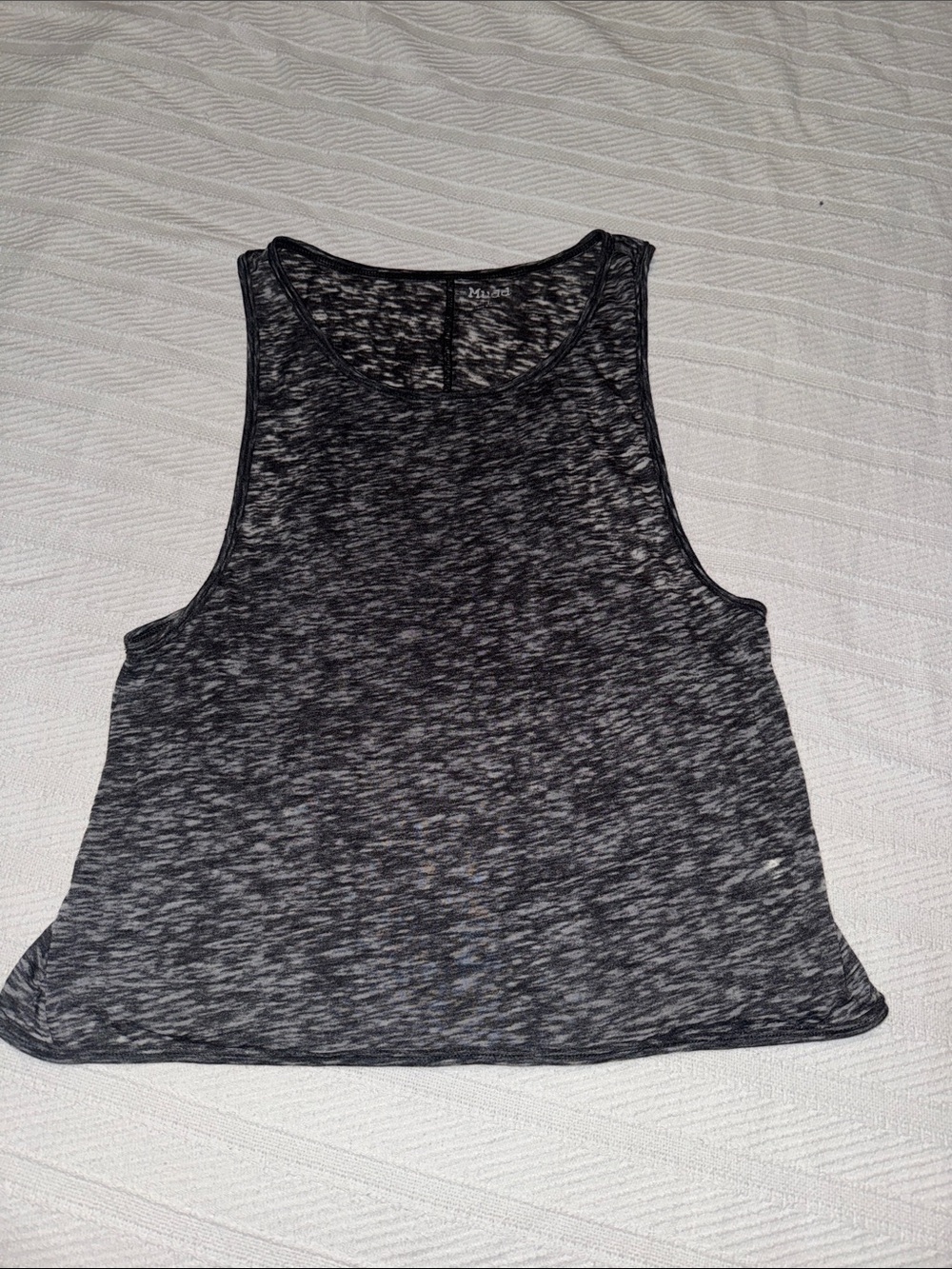 Mudd Women's Charcoal Heather Burnout Muscle Tank Top